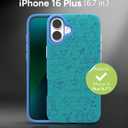 ZAGG London Snap Case for iPhone 16 Plus - Embroidered Doodle Fabric Design, MagSafe Compatible, 13ft Drop Protection with Graphene, Slim & Lightweight, Wireless Charging Compatible, Blue