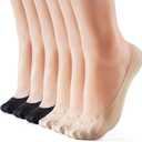 6 Pairs No Show Socks Women Nylon Ultra Low Cut Non-Slip Thin Liner Socks Invisible Hidden Socks for Flats, Size: 8.5-10