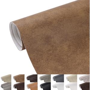 Faux Leather Fabric, 55" Wide 1.3mm Thicken Upholstery Fabric by The Yard Soft Marine Vinyl Fabric Vintage PU Leather Sheets for Crafts Sewings Chairs Seats Wallets Cushions, 3 Yard Yellow Brown