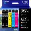 BeOne 812XL Ink Cartridges Combo Pack High Yield Remanufactured Replacement for 812xl Ink Cartridge Epson 812 812 XL Ink Cartridges for Epson WF-7840 WF-7820 WF-7310 EC-C7000 Printer (5 Pack)