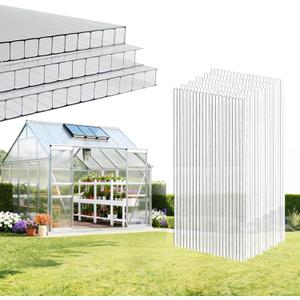 EVERECO 6 Pcs Polycarbonate Greenhouse Panels, 4'FT x 2'FT x 0.24" in Twin-Wall Polycarbonate Sheet, All-Season UV Protected Plastic Roof Sheeting for Greenhouse Covering/Outdoor Garden
