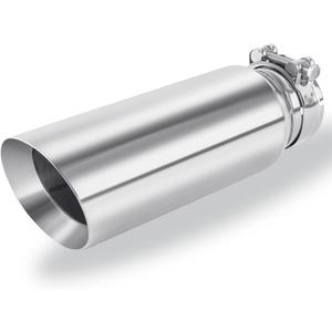 2.5 to 4 Inch Exhaust Tip 2.5"Inlet to 4"Outlet Exhaust Tips 12" Length Muffler Tip 304 Stainless Steel Tailpipe Diesel Exhaust Tip Double Wall Polished Slant Cut Clamp On (Sliver)