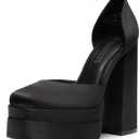 DREAM PAIRS Women’s High Chunky Platform Closed Toe Block Heels Square Toe Ankle Strap Dress Wedding Party Pumps Shoes Aurelia,Size 10,Black-Satin,SDPU2319W