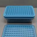 Longzon Mini Ice Cube Tray with Lid and Bin, 273 Pcs Small Ice Cube Trays for Freezer, Ice Cube Mold Spill-Resistant Removable Lid&Ice Scoop, Ice Mold for Whiskey Cocktail, Tea,Coffee- Blue