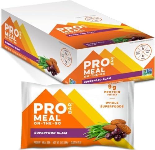 PROBAR MEAL Bar – Plant Based Meal Replacement Bar with Whole Food Ingredients, Oats, Nuts & Seeds, Vegan, Gluten Free, Non-GMO Nutrition Bar for Breakfast, Travel & On-the-Go Energy (Superfood Slam, 12 Count) Exp. 06/04/2027