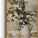 VIYYIEA Floral Large Framed Wall Art, Flowers and Lemons Vintage Art Decor Room Aesthetic, 16X24 Inch Canvas Print Artwork, Farmhouse Still Life Painting Wall Decor for Bedroom Bathroom Office