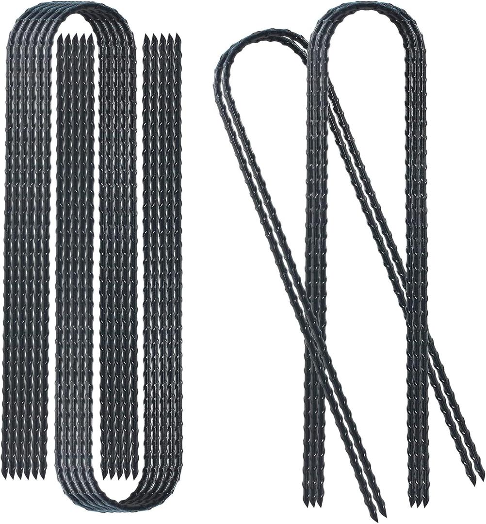 Trampolines Wind Stakes 24 Pack, 12 Inch Heavy Duty U Shaped Rebar Stake Ground Anchors Galvanized Steel Safety Trampoline Anchors for Garden Decoration, Camping Tents, Soccer Goals, Etc