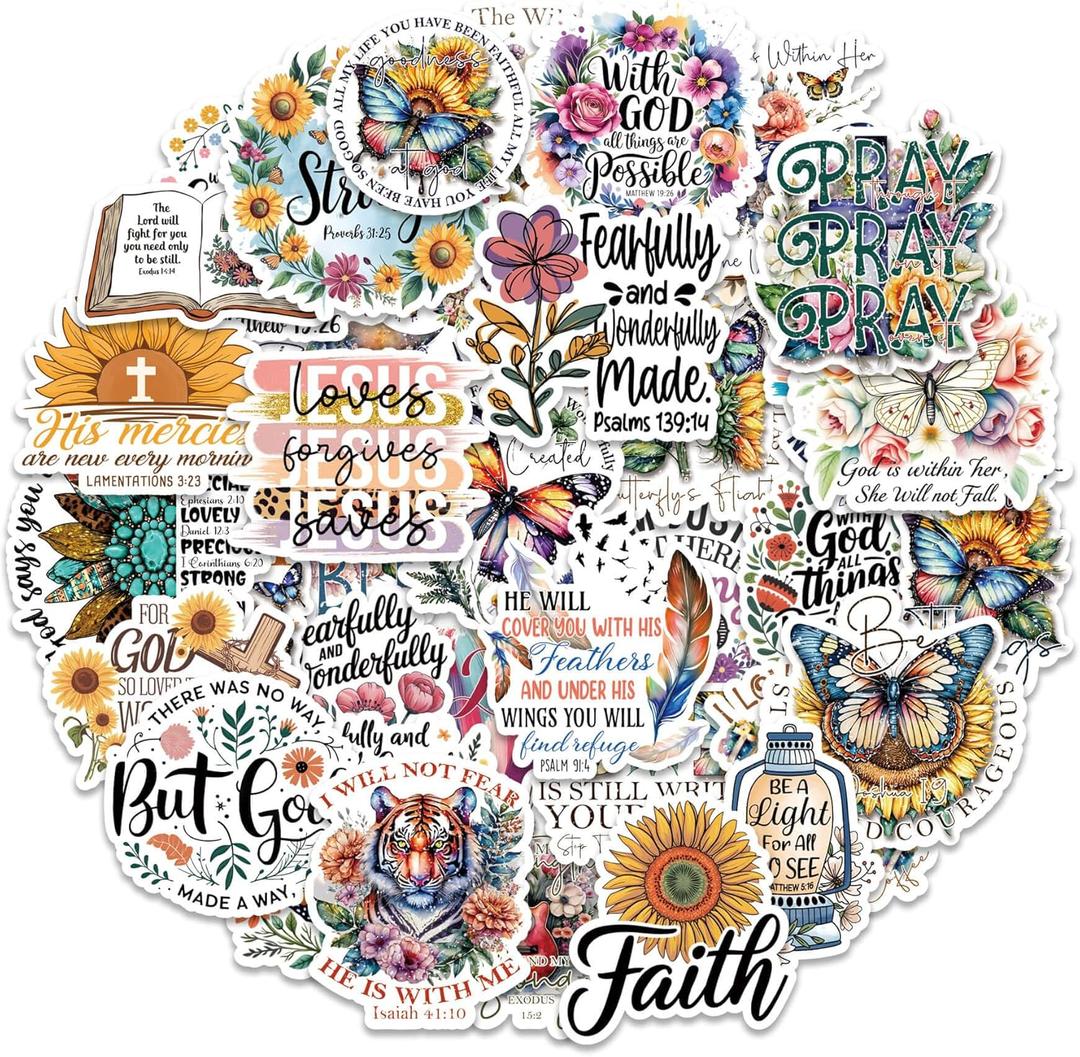 100Pcs Christian Stickers - Bible Verse & Jesus Quotes | Faith Stickers for Scrapbook Journaling, Prayer Boards, Bible Study Supplies Christian Easter Gifts Vision Board Supplies