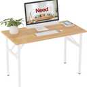 Need Office Computer Desk - 47.2L Sturdy and Heavy Duty Folding Laptop Table,Writing Table/Home Office Desk/Sewing Table,No Assembly Required,Teak&White AC5BW-120-ND