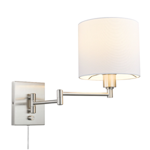 Globe Electric Anderson 1-Light Brushed Steel Plug-In or Hardwire Wall Sconce