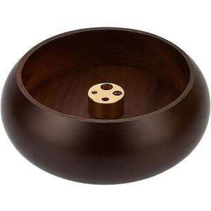 1PC Wooden Round Incense Stick Holder Ash Catcher Incense Burner Tray Handcrafted Incenses Bowl for Aromatherapy Zen Meditation Relaxing and Yoga(Black)