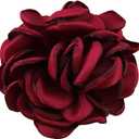 Huralona 10pcs Satin Ribbon Flowers for Crafts Bow Wedding Dec Vintage Fabric Flower Artificial Roses for Headpiece Appliques Ornament (Burgundy)