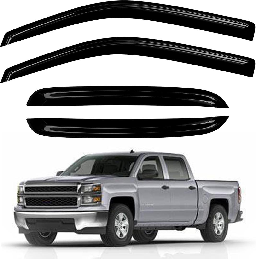 Window Rain Guards Guard car Shield auto deflectors,rainguards Compatible with 2014-2018 Silverado/Sierra