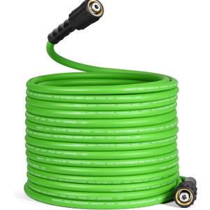YAMATIC Flexible Pressure Washer Hose 75FT, 3400 PSI 1/4'' Power Washer Hose Replacement for Gas&Electric Washer, Kink Resistant Extension Leak-Free M22 Fittings, Green