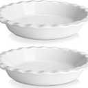 MALACASA Ceramic Pie Pan Set of 2, 9 inch, 40 oz Round Pie Dishes with Fluted Edges, Non Stick, For Quiche, Apple Pies, Pot Pies & More