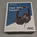 AOC USB Headset with Microphone for PC, Over-Ear Wired Headphones with Mic, Noise-Cancelling Boom, 40mm Audio Drivers, USB-A/C Compatibility for Office, Call Centers & Online Meetings (Black)