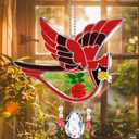 KY&BOSAM Crystal Cardinal Suncatcher Mom Gift Had Painted Glass Sun Catchers for Windows Hangings Ornament with Pressed Flower and Heart Charm Birthday Gifts for Women Mom Mothers Day Christmas