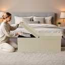 35-INCH Storage Ottoman Bench, Footrest with Storage, End of Bed Bench Coffee Table for Living Room, Bedroom, Entryway, Beige