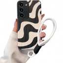 Cute Graffiti Zebra Pattern Phone Case for Samsung Galaxy S24 Ultra, Soft TPU Full Protection with Wristband, Aesthetic Anti-Fingerprint Anti-Slip Design for Women & Girls