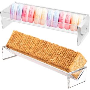 2Pcs Cracker Serving Tray Clear Cracker Holder Acrylic Macaroon Serving Stand Reusable Biscuit Holder Multipurpose Dish Charcuterie Board Platter for Home Party Events 8.75x2.75x1.5 Inch