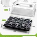 RooTrimmer 5 Pack 12 Cell Nursery Pot Trays with Adjustable Humidity Domes & 4 Inch Clear Pots 60 Pack, Sturdy Seed Starting Kit for Greenhouse Garden, Reusable Plant Growing Germination 5 Sets