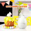 Meanplan 2 Pcs Easter Bunny Ceramic Cookie Jar Candy Dish with Lid Bunny Easter Egg Candy Jar Ornament Decorative Storage Container Rabbit Food Storage Canister Cookie Jars for Spring Party, 8.5 oz (White)