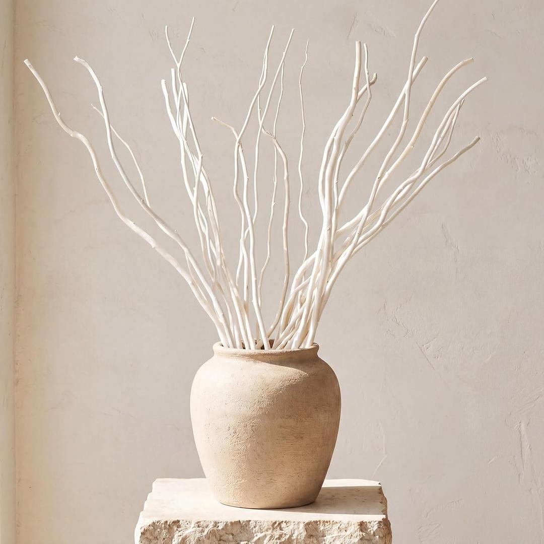 Thiccywoov 24 Pcs Natural Dried White Willow Branches Decorative Twigs for Vase Rustic Farmhouse Home Decor Table Centerpiece Wedding Decoration(21-23inches,Twisted)