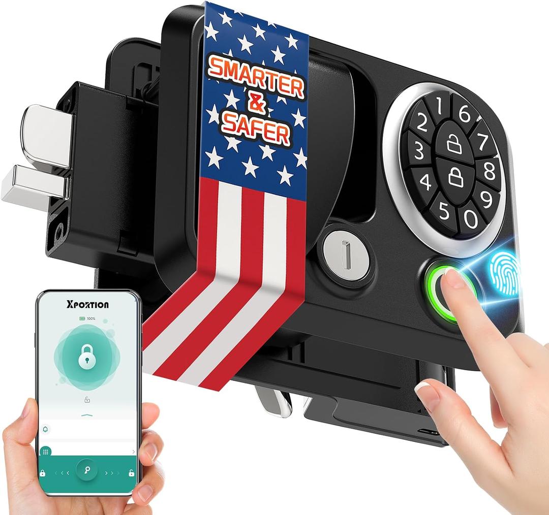 RV Door Lock Keyless Entry Keypad - Replacement Camper Door Lock for 4 Unlocking Methods of Keypad Fingerprint Keys Applet-Password - Metal Zinc Alloy Door Latch for Travel Trailer of RV Accessories (FCS-01)