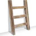 FUIN Wooden Tea Towel Ladder, Mini Ladder Towel Rack Display Hanger, Small Rustic Farmhouse Tea Towel Stand Holder for Country Bathroom Decor, Burnt Brown (9.45 x 1.3 x 14.2 inchs, Natural)