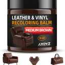 Leather Recoloring Balm - Scratch Repair & Color Restore Kit for Faded Leather, Leather Couch & Car Seats - 10OZ Leather Restorer Balm for Furniture, Auto Interior, Vinyl, Accessories (Medium Brown)