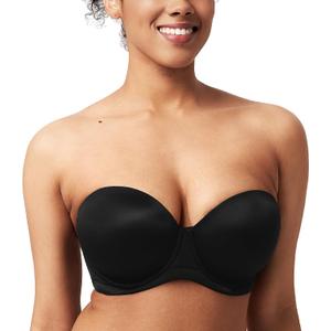 HSIA Strapless Bras for Women Large Breasts Non Slip Full Coverage Underwire Supportive Multiway Strapless Bra Plus Size (Black) 36D