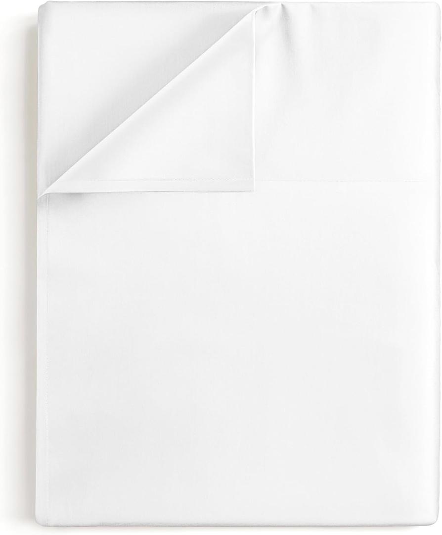 King 400 Thread Count 100% Cotton Flat Sheet - Comfortable, Cooling & Breathable Cotton - Top Flat Sheet Only - Luxury Hotel Quality Bedding - Extra Soft and Comfy - Easy Care, Wrinkle Free - White