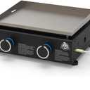 Pit Boss 2-Burner Propane Gas Portable Tabletop Griddle Grill with Soft Cover, 265-Sq. In. (18.5' L x 14.33' W) Cooking Space, 18,000 BTU, for Tailgating, Camping, and Traveling, Black