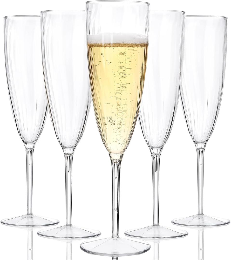 WDF 36PCS Clear Champagne Flutes Plastic - 6 OZ Clear Disposable Champagne Flutes Party Supplies for Wedding/Birthday/Parties