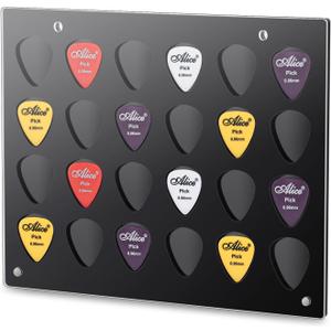 24 Slots Guitar Pick Holder Wall Mountable Guitar Pick Display Case Guitar Pick Holder Guitar Pick Case Gifts for Men, Guitar Players, and Musicians (Black)