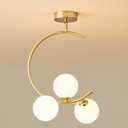 GNGXEFACA Hallway Light Fixtures, 3-Light Gold Semi Flush Mount Ceiling Light Fixture 3 Globe Glass lampshades, for Kitchen, Dining Table, Bedroom, Hallway, Entryway and Balcony