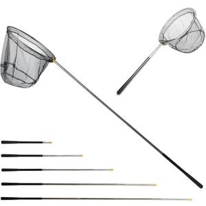 Fishing Landing Net with Aluminum Telescoping Pole 75" Long Handle,Rubber Coated Nylon Mesh,for Steelhead,Salmon,Fly,Kayak,Catfish,Bass,Trout,Shrimp,Crab,for Easy Catch & Release,Extend to 75 Inch