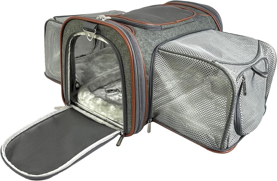 Mr. Peanut's Big Apple XL Double Expandable Pet Carrier (Platinum Gray)