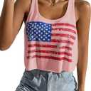 Women's 4th of July Outfits USA Shirt Patriotic Tank American Flag Crop Top (XS)