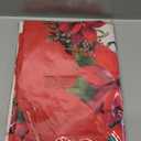 Elrene Home Fashions Red and White Poinsettia Holiday Fabric Wrinkle Resistant Tablecloth, 60" x 84" Oval, Multi