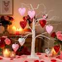 24 Pcs Large Valentines Day Heart Ornaments, 3.15 Inch Shiny Matte Heart Shape Hanging Decorations for Tree, Party, Wedding, Anniversary (Pink,Red,Silver)