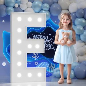 Big Marquee Light-up Letter Decorations: 4 Feet Tall Large Letters E Marry Me Proposal Baby Shower Alphabet 4FT Sign Graduation Party Wedding Engagement Anniversary HOCO Decor Mosaic Balloon