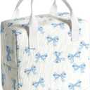Blue Bow Lunch Box for Women and Men, Insulated Fabric Lunchbag for Work, Leakproof Adult Lunchbox, Cooler Lunch Tote Bag for Offices College Picnic Travel Outdoor