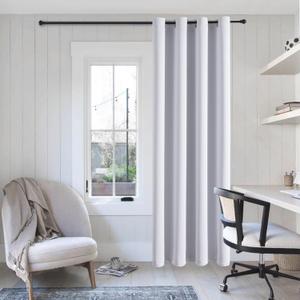 ChrisDowa Blackout Curtains 102 Inches Long for Living Room, Grommet Thermal Insulated Room Darkening Curtains for Bedroom (1 Panel Set, Greyish White, 52W x 102L)