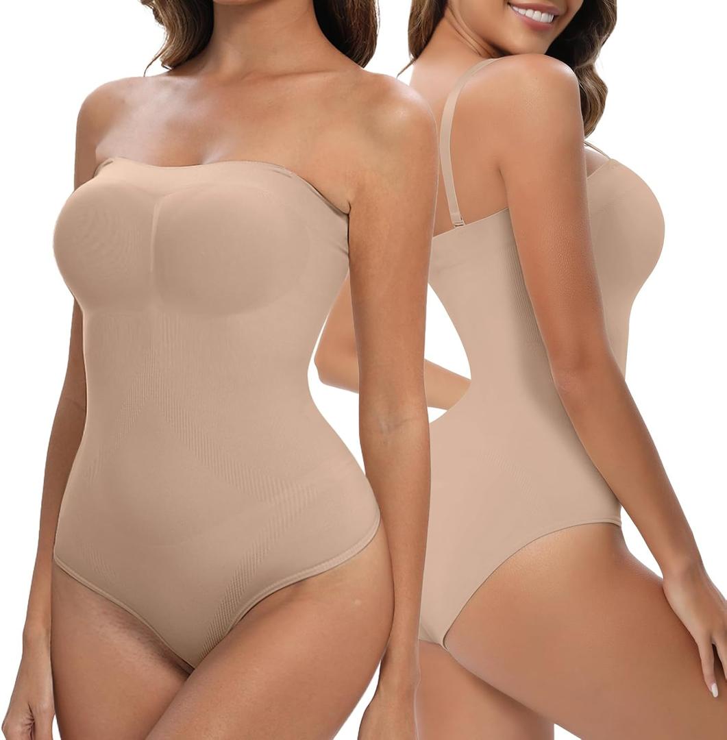 Strapless Shapewear Bodysuit for Women Tummy Control Strapless Bodysuit Triangle Seamless Body Shape Tops Going out M