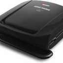 George Foreman 4-Serving Removable Plate Electric Grill and Panini Press, George Tough Non-Stick Coating, Drip Tray Catches Grease, Black