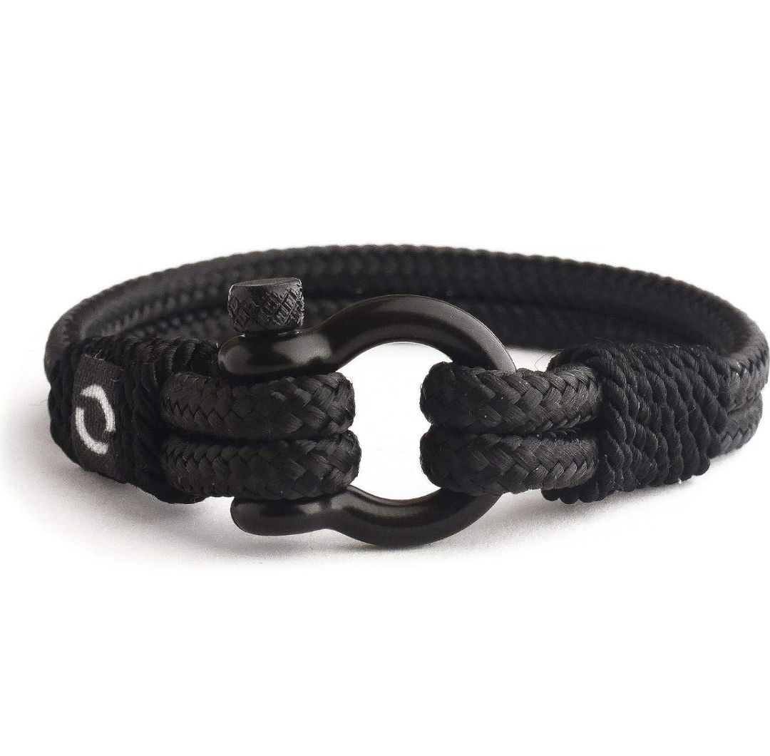 Mens Rope Bracelet - Stainless Steel Black Shackle, Extremely Durable and Scratch Resistant Waterproof Paracord, Handmade, Nautical Wristband for Men