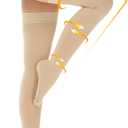 beister 15-20 mmHg Medical Compression Stockings with Dot Silicone Band, Closed Toe Thigh High Graduated Compression Socks for Women Men, Circulation Support Pressure Stockings for Varicose Veins, DVT 3X-Large