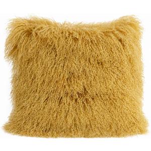 MOOX Mongolian Lamb Fur Pillow Covers Lumbar Throw Sheepskin Pillow Case Genuine Wool Fur Tibetan Accent Living Room Bedroom Decorative Cushion Cover (18 * 18inch Gold)