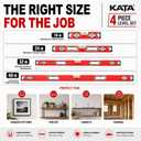 KATA 4-Piece Magnetic Level Set, 16", 24", 32", 48" Aluminum Spirit Levels